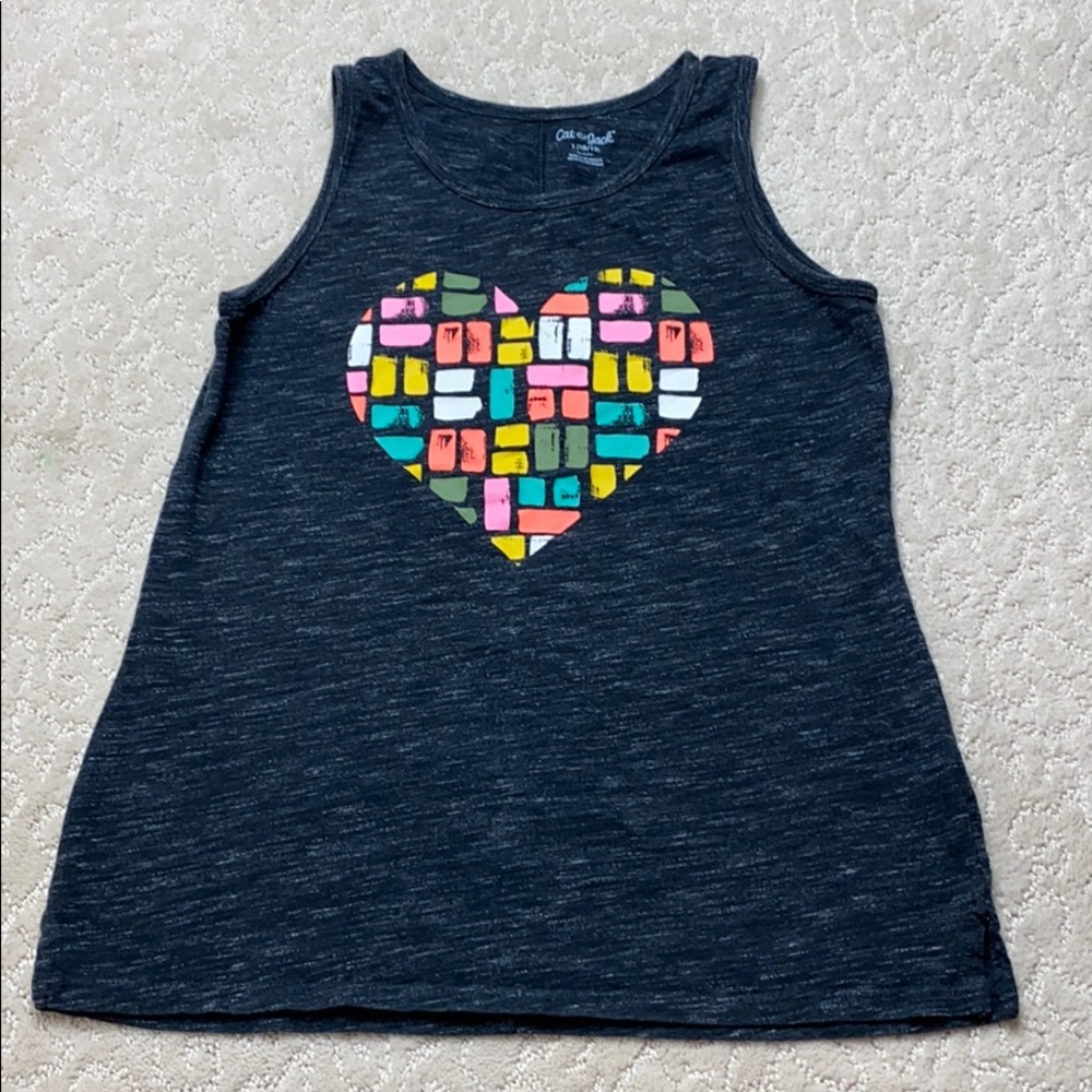 Cat & Jack geometric heart, heathered tank top
